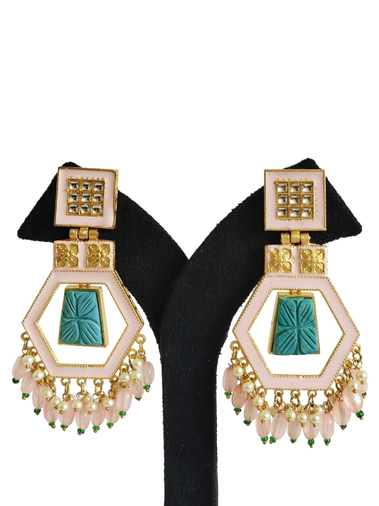 Gold Plated Stone Designer Earrings (PE004)