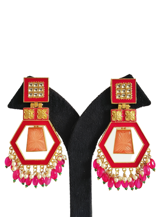 Gold Plated Stone Designer Earrings (PE004)