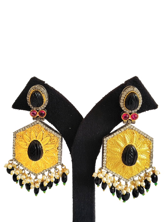 Gold Plated Stone Designer Earrings (PE005)