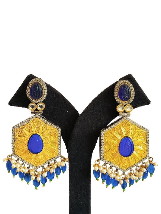 Gold Plated Stone Designer Earrings (PE005)