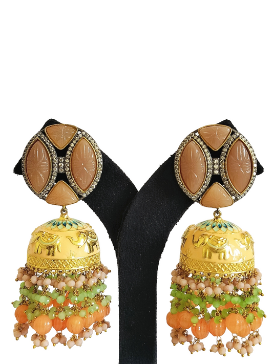 Minakari Carved Designer Stone Earring (PE059)