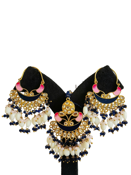 Minakari Chand Bali Tikka Set (PM007)