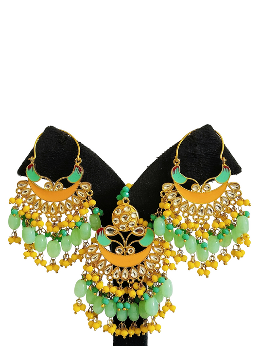 Minakari Chand Bali Tikka Set (PM007)