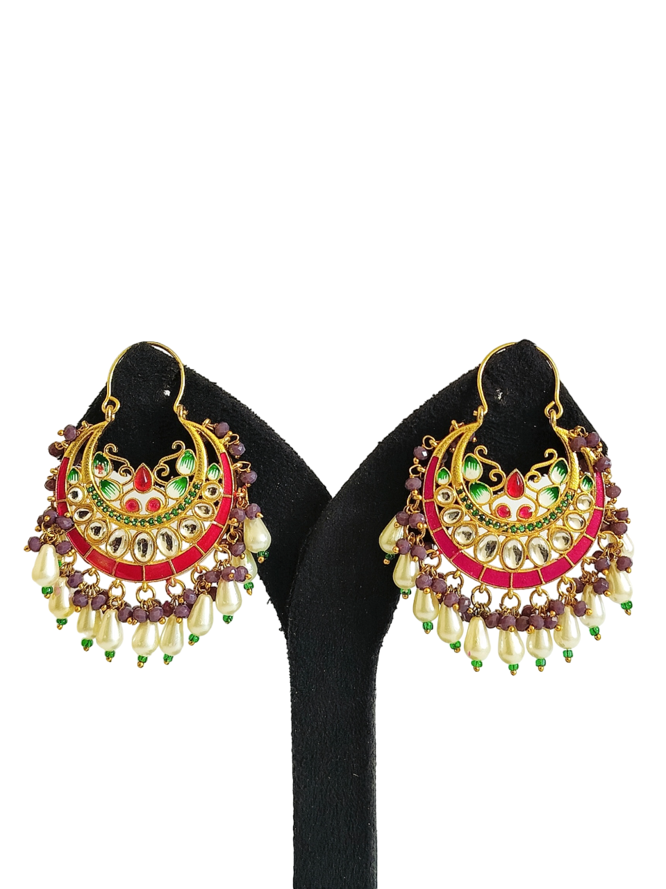 Chand Bali Minakari Stone Earrings (PE042)