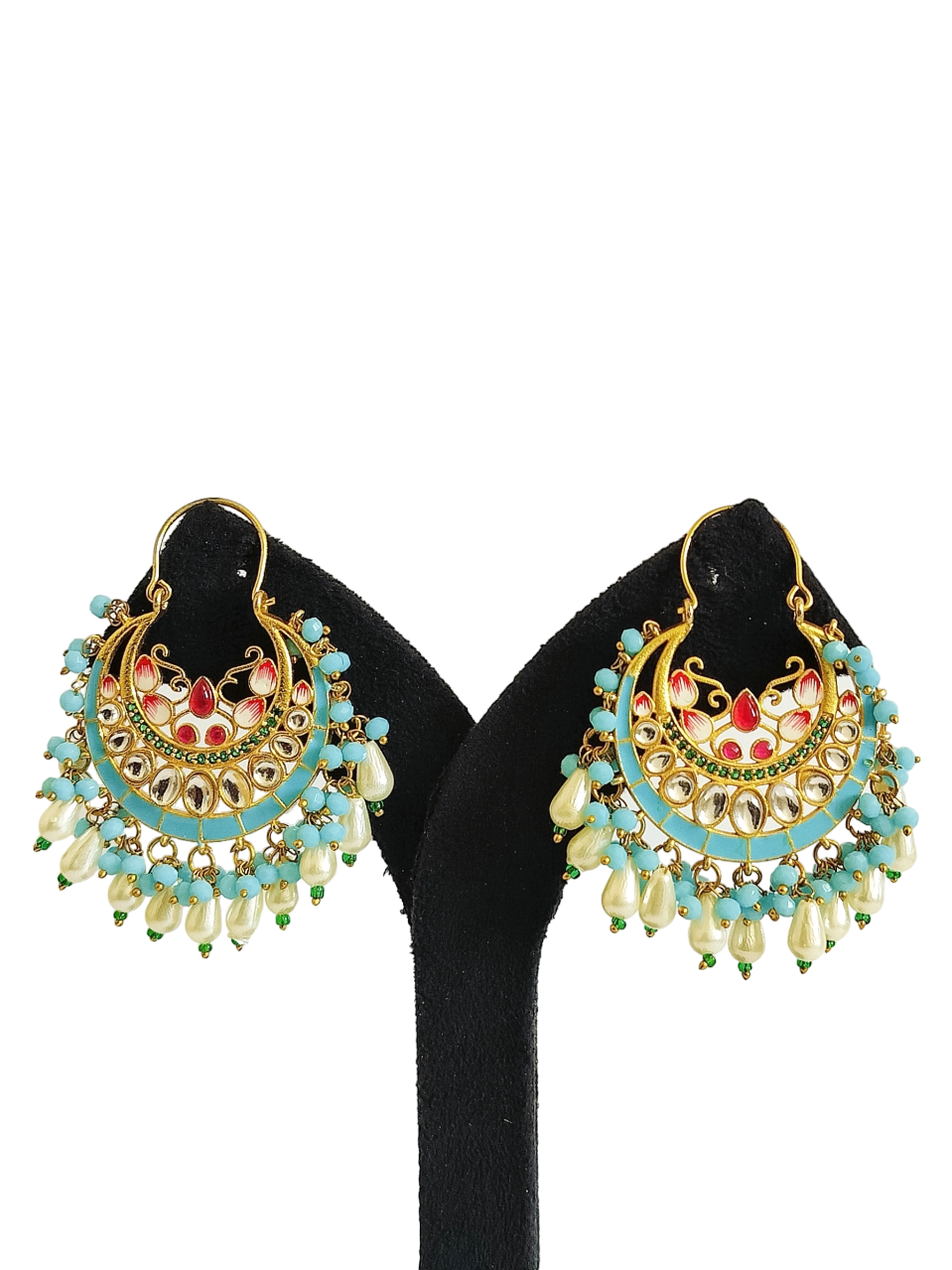 Chand Bali Minakari Stone Earrings (PE042)