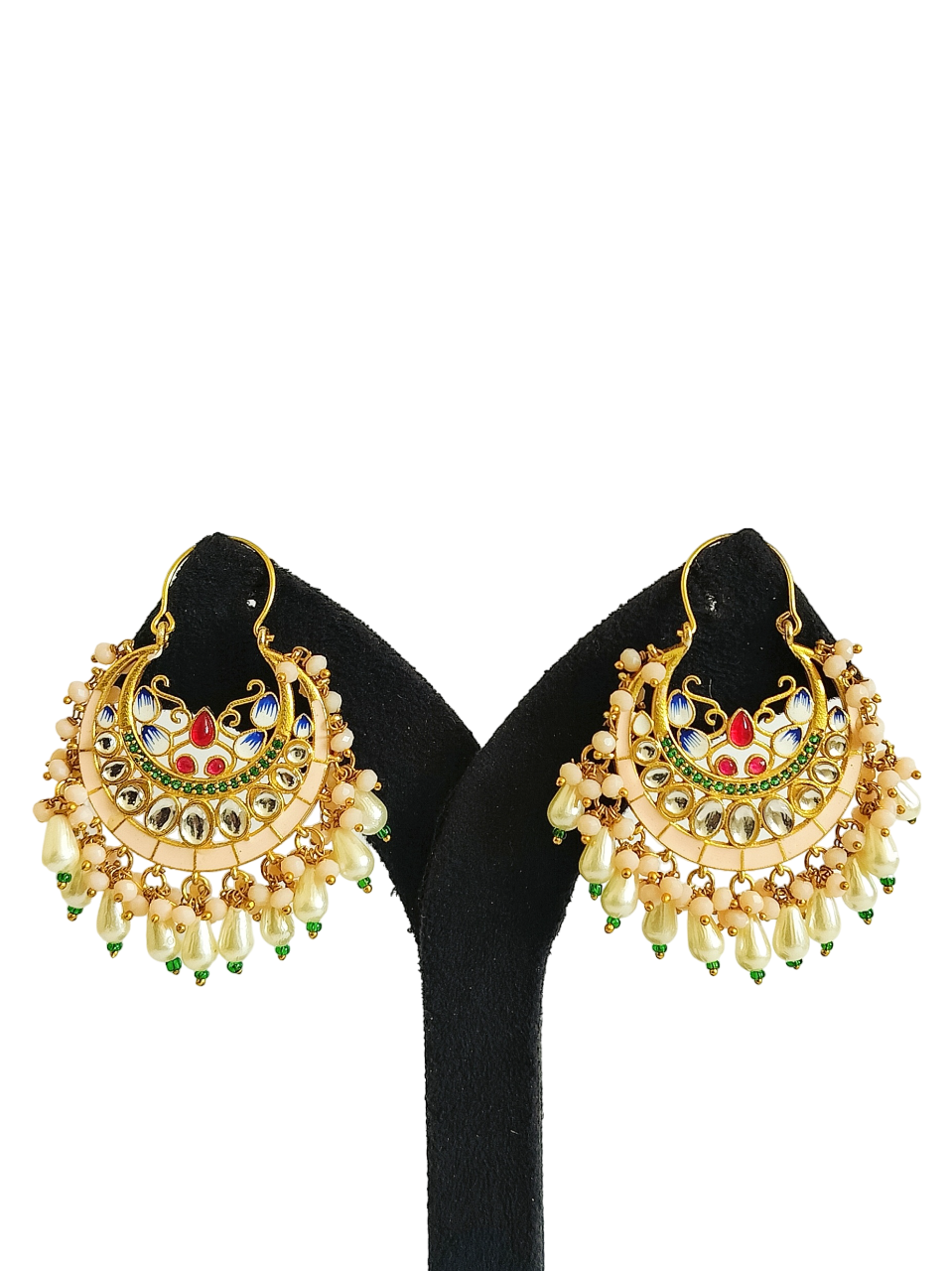 Chand Bali Minakari Stone Earrings (PE042)