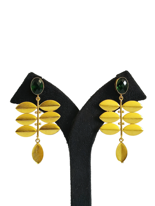 Stone Light Leaf Earrings (PE075)