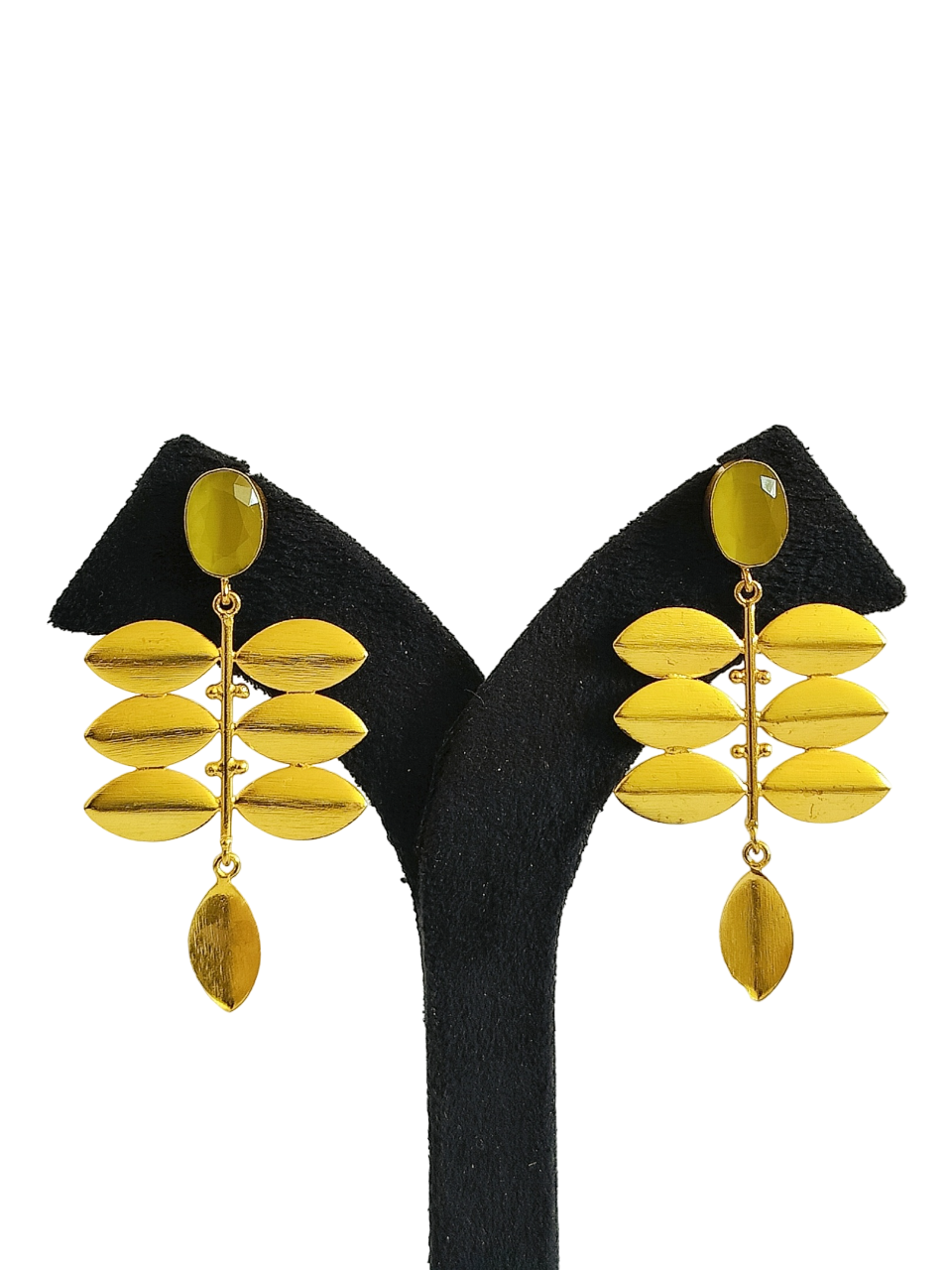 Stone Light Leaf Earrings (PE075)