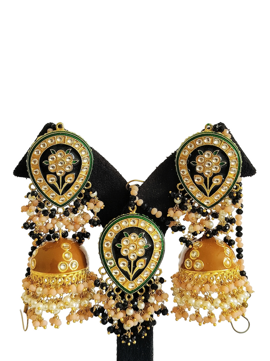 Traditional Designer Jhumka Minakari 3pc Set (PM009)