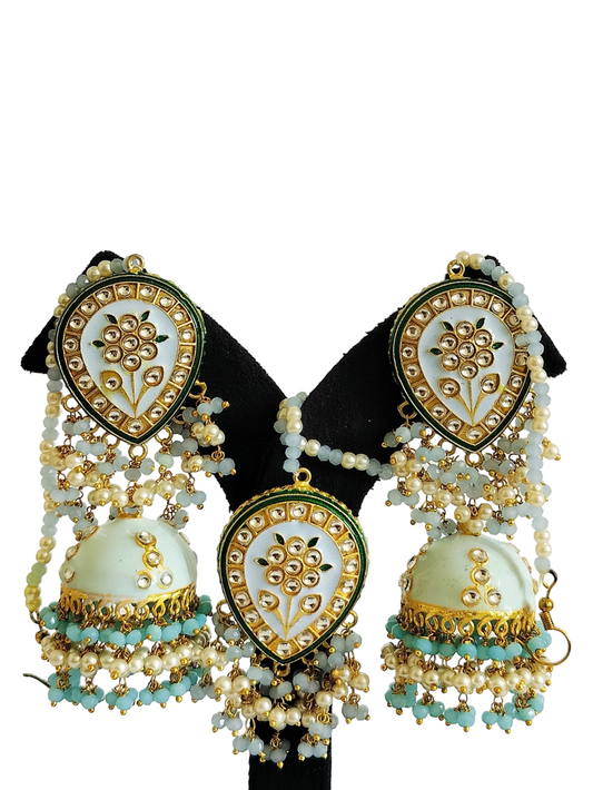 Traditional Designer Jhumka Minakari 3pc Set (PM009)